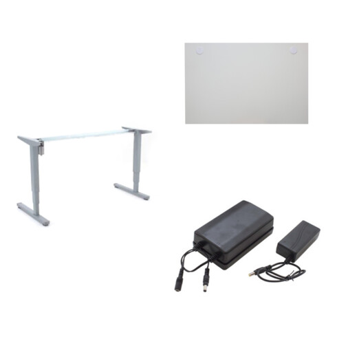 Set STIER Elektrisch H henverstellbares Doppel-Teleskop-gestell 501-53 f r 160x80cm Platte + Akku-Set 24V 1,7Ah f r Elektrisch H henverstellbaren Tisch + Schreibtischplatte 160x80cm wei