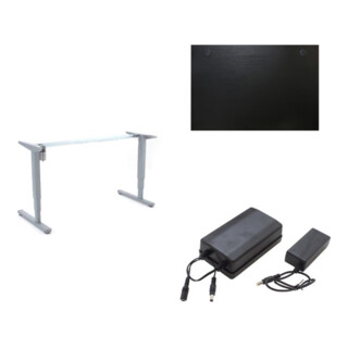 Set STIER Elektrisch H henverstellbares Doppel-Teleskop-gestell 501-53 f r 160x80cm Platte + Akku-Set 24V 1,7Ah f r Elektrisch H henverstellbaren Tisch + Schreibtischplatte 160x80cm schwarz