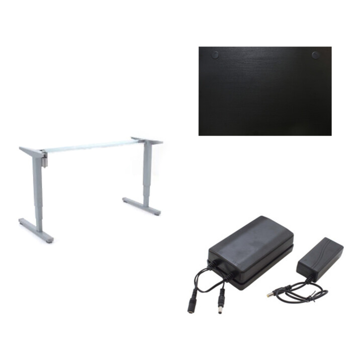 Set STIER Elektrisch H henverstellbares Doppel-Teleskop-gestell 501-53 f r 160x80cm Platte + Akku-Set 24V 1,7Ah f r Elektrisch H henverstellbaren Tisch + Schreibtischplatte 160x80cm schwarz