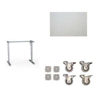 Set STIER Elektrisch H henverstellbares Tischgestell 501-33 f r 120x80cm Platte + Schreibtischplatte 120x80cm wei  + Rollenset f r elektrisch h henverstellbaren Schreibtisch 501-33