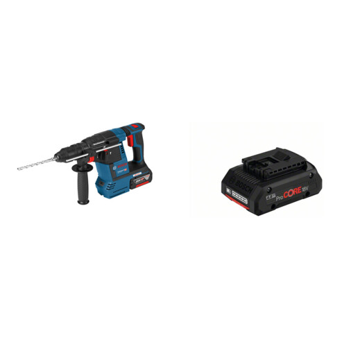 Set Bosch Akku-Bohrhammer mit SDS plus GBH 18V-26 F Solo Version + Akkupack ProCORE 18 Volt, 4,0 Ah
