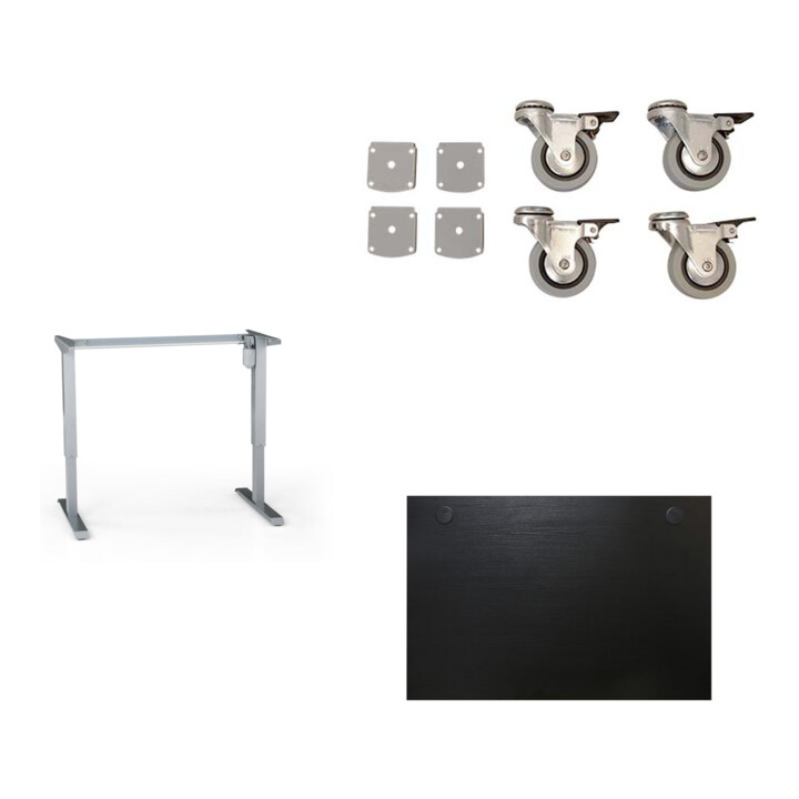 Set STIER Elektrisch H henverstellbares Tischgestell 501-33 f r 180-200x80cm Platte + Schreibtischplatte 180x80cm schwarz + Rollenset f r elektrisch h henverstellbaren Schreibtisch 501-33