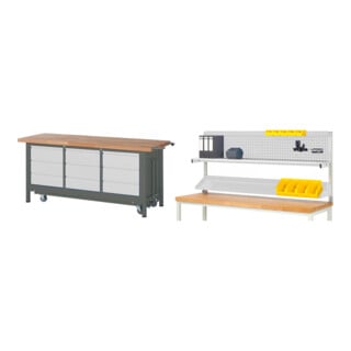 Set STIER Werkbank Premium mit abs. Fahrgestell und 9 Schubladen BxTxH...