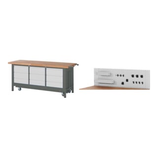 Set STIER Werkbank Premium mit abs. Fahrgestell und 9 Schubladen BxTxH...