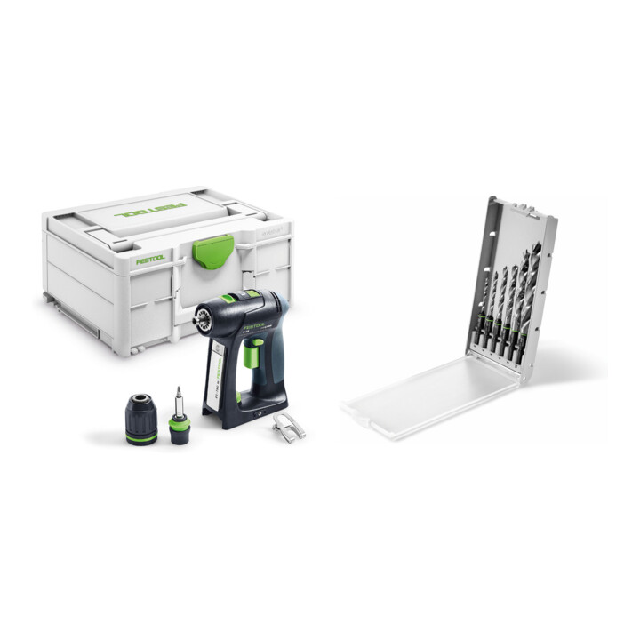 Set Festool Akku-Bohrschrauber C 18-Basic + Bohrerkassette BKS SYS3 D3-10 CE/W