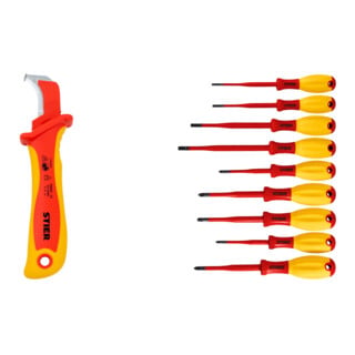 Set STIER Abmantelungsmesser 180 mm VDE-gepr ft + Schraubendreher-Satz slimVDE+ 9-teilig