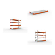 Set Schwerlastregal AF H2700xL2700xT1100 mm + Schwerlastregal GF H2700xL2700xT1100 mm + Fachboden Stahlpaneel 2700x1100 mm