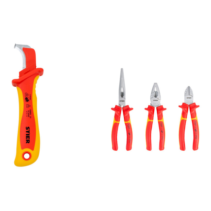 Set STIER Abmantelungsmesser 180 mm VDE-gepr ft + Zangensatz VDE+ 3-teilig