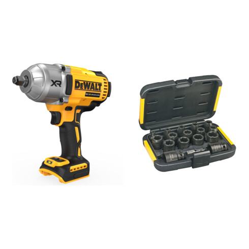 Set DeWalt Akku-Schlagschrauber 1/2Z,18V Basisv. + Steckschluessel-Set 17-tlg.