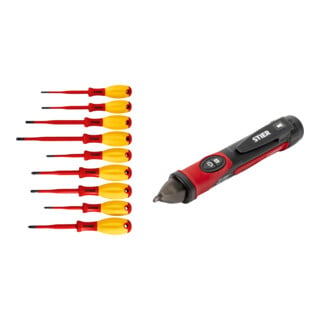 Set STIER Schraubendreher-Satz slimVDE+ 9-teilig + ber hrungsloser Spannungspr fer bis 1000V AC IP67 Taschenlampe