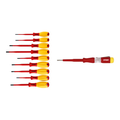 Set STIER Schraubendreher-Satz slimVDE+ 9-teilig + Spannungspr fer 150 V - 250 V, 3,0 mm