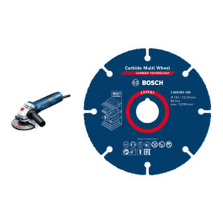 Set Bosch Winkelschleifer GWS 7-125 0601388108 + EXPERT Carbide Multi Wheel Trennscheibe 125 mm