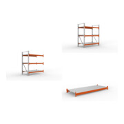 Set Gro fachregal AR 2200 x 1825 x 1100 vzk / RAL 2001 kpl. multipal S mit Stahlpaneelen + Gro fachregal GR 2200 x 1825 x 1100 vzk / RAL 2001 kpl. multipal S mit Stahlpaneelen + Fachboden Stahlpaneel 2700x1100 mm