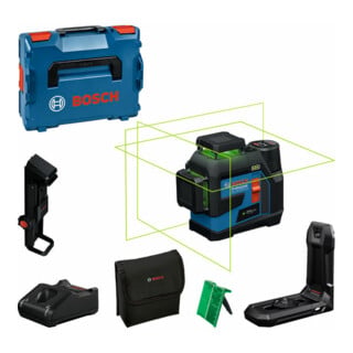 Set STIER Teleskopstange für Kreuzlinienlaser 360 cm + Bosch Linienlaser GLL 12V-100-33 CG mit 1 x Akku GBA 12V 2.0Ah in L-BOXX