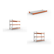 Set Gro fachregal AR 2200 x 2225 x 1100 vzk / RAL 2001 kpl. multipal S mit Stahlpaneelen + Gro fachregal GR 2200 x 2225 x 1100 vzk / RAL 2001 kpl. multipal S mit Stahlpaneelen + Fachboden Stahlpaneel 2700x1100 mm