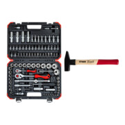 Set Gedore Red Steckschlüssel Satz 1/4+1/2 94tlg + STIER Schlosserhammer Robust+