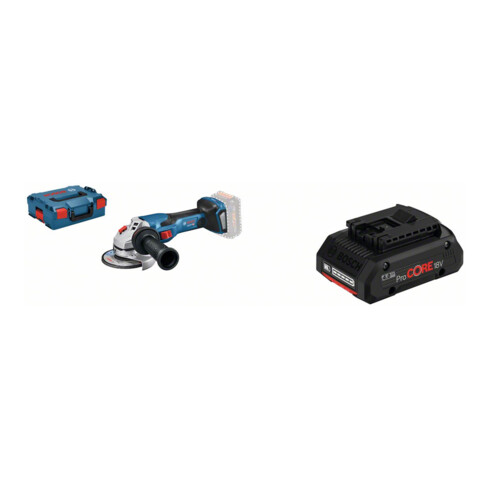 Set Bosch Akku-Winkelschleifer BITURBO GWS 18V-15 C + Akkupack ProCORE 18 Volt, 4,0 Ah