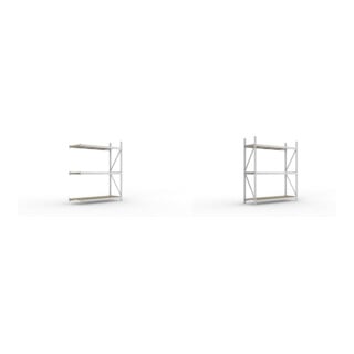 Set Weitspann-Anbauregal MINI-RACK mit 3 Lagerebenen, 2200x1800x650 mm + Weitspannregal MINI-RACK mit 3 Lagerebenen, 2200x1800x650 mm