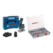 Set Bosch Akku-Kantenfräser GKF 12V-8 inkl. L-Boxx 136 + Fräser-Set 8-mm-Schaft 15-teilig