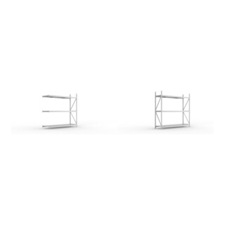Set Weitspann-Anbauregal MINI-RACK mit 3 Lagerebenen, 2200x2200x650 mm + Weitspannregal MINI-RACK mit 3 Lagerebenen, 2200x2200x650 mm
