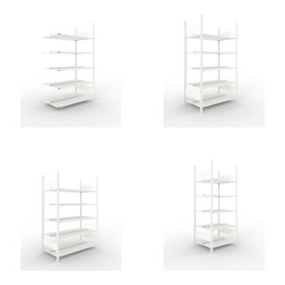 Set Büro-Anbauregal COMPACT doppelseitig, 1850x1000x600 mm mit 5 Böden + Büroregal COMPACT doppelseitig, 1850x1000x600 mm mit 5 Böden + Büroregal COMPACT doppelseitig, 1850x1250x600 mm mit 5 Böden + Büroregal COMPACT doppelseitig, 1850x750x600 mm mit 5 Bö