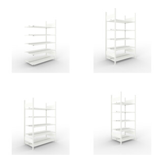 Set Büro-Anbauregal COMPACT doppelseitig, 1850x1250x600 mm mit 5 Böden + Büroregal COMPACT doppelseitig, 1850x1000x600 mm mit 5 Böden + Büroregal COMPACT doppelseitig, 1850x1250x600 mm mit 5 Böden + Büroregal COMPACT doppelseitig, 1850x750x600 mm mit 5 Bö