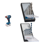 Set Bosch Akku-Drehschlagschrauber GDX 18V-285 + 7tlg. Robust Line Holzspiralbohrer-Set + 7tlg. Robust Line Betonbohrer-Set