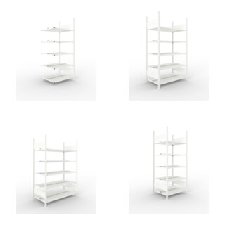Set Büro-Anbauregal COMPACT doppelseitig, 1850x750x600 mm mit 5 Böden + Büroregal COMPACT doppelseitig, 1850x1000x600 mm mit 5 Böden + Büroregal COMPACT doppelseitig, 1850x1250x600 mm mit 5 Böden + Büroregal COMPACT doppelseitig, 1850x750x600 mm mit 5 Böd