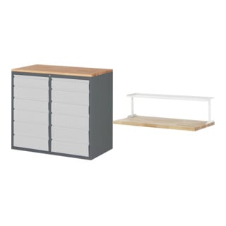 Set STIER Schubladenschrank Premium mit 12 Schubladen und Buchentop BxTxH...