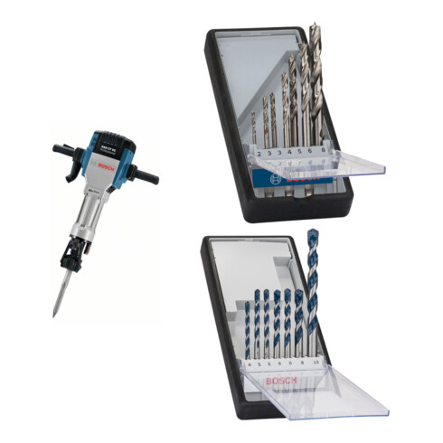 Set Bosch Abbruchhammer Stemmhammer GSH 27 VC + 7tlg. Robust Line Holzspiralbohrer-Set + 7tlg. Robust Line Betonbohrer-Set CYL-5