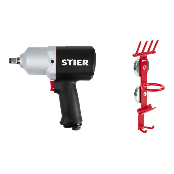 Set Stier Schlagschrauber 15-PC, 1/2'' Antrieb + Magnet-Halter für Schlagschrauber & Stecknüsse Werkstattausrüstung
