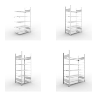 Set Büro-Anbauregal S3 COMPACT, 1850x1000x600 mm doppelseitig mit 5 Böden + Büroregal S3 COMPACT, 1850x1000x600 mm doppelseitig mit 5 Böden + Büroregal S3 COMPACT, 1850x1250x600 mm doppelseitig mit 5 Böden + Büroregal S3 COMPACT, 1850x750x600 mm doppelsei