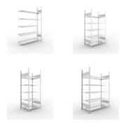 Set Büro-Anbauregal S3 COMPACT, 1850x1250x300 mm mit 5 Böden + Büroregal S3 COMPACT, 1850x1000x600 mm doppelseitig mit 5 Böden + Büroregal S3 COMPACT, 1850x1250x600 mm doppelseitig mit 5 Böden + Büroregal S3 COMPACT, 1850x750x600 mm doppelseitig mit 5 Böd