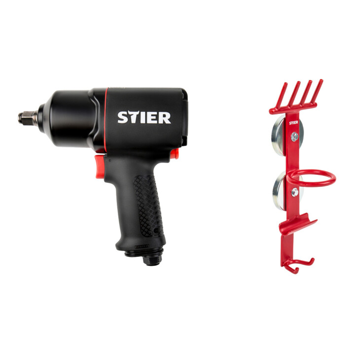 Set Stier Schlagschrauber 17-BS, 1/2'' Antrieb + Magnet-Halter für Schlagschrauber & Stecknüsse Werkstattausrüstung