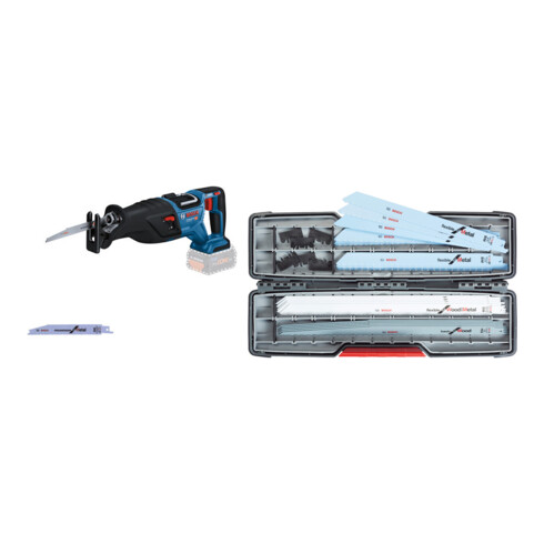Set Bosch Akku-Säbelsäge BITURBO GSA 18V-28 + Sägeblatt-Set ToughBox All in one