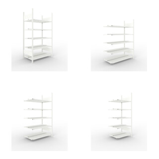 Set Büroregal COMPACT doppelseitig, 1850x1000x600 mm mit 5 Böden + Büro-Anbauregal COMPACT doppelseitig, 1850x1000x600 mm mit 5 Böden + Büro-Anbauregal COMPACT doppelseitig, 1850x1250x600 mm mit 5 Böden + Büro-Anbauregal COMPACT doppelseitig, 1850x750x600