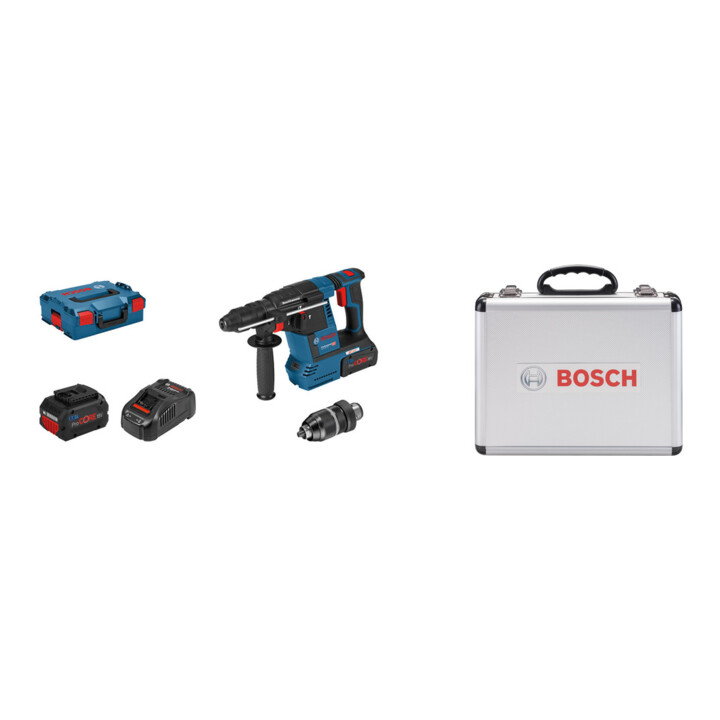 Set Bosch Akku-Bohrhammer mit SDS plus GBH 18V-26 F + 11-tlg SDS plus-1 Hammerbohrer- und Meißel-Set