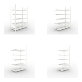 Set Büroregal COMPACT doppelseitig, 1850x1250x600 mm mit 5 Böden + Büro-Anbauregal COMPACT doppelseitig, 1850x1000x600 mm mit 5 Böden + Büro-Anbauregal COMPACT doppelseitig, 1850x1250x600 mm mit 5 Böden + Büro-Anbauregal COMPACT doppelseitig, 1850x750x600