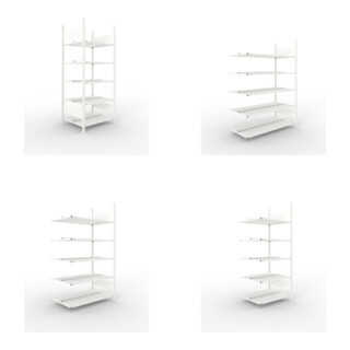 Set Büroregal COMPACT doppelseitig, 1850x750x600 mm mit 5 Böden + Büro-Anbauregal COMPACT doppelseitig, 1850x1000x600 mm mit 5 Böden + Büro-Anbauregal COMPACT doppelseitig, 1850x1250x600 mm mit 5 Böden + Büro-Anbauregal COMPACT doppelseitig, 1850x750x600 