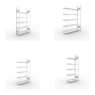 Set Büroregal S3 COMPACT, 1850x1000x300 mm mit 5 Böden + Büro-Anbauregal S3 COMPACT, 1850x1000x300 mm mit 5 Böden + Büro-Anbauregal S3 COMPACT, 1850x1250x300 mm mit 5 Böden + Büro-Anbauregal S3 COMPACT, 1850x750x300 mm mit 5 Böden
