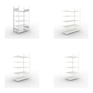 Set Büroregal S3 COMPACT, 1850x1000x600 mm doppelseitig mit 5 Böden + Büro-Anbauregal COMPACT doppelseitig, 1850x1000x600 mm mit 5 Böden + Büro-Anbauregal COMPACT doppelseitig, 1850x1250x600 mm mit 5 Böden + Büro-Anbauregal COMPACT doppelseitig, 1850x750x