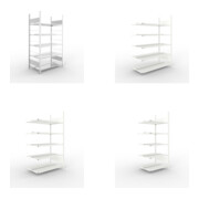 Set Büroregal S3 COMPACT, 1850x1000x600 mm doppelseitig mit 5 Böden + Büro-Anbauregal COMPACT doppelseitig, 1850x1000x600 mm mit 5 Böden + Büro-Anbauregal COMPACT doppelseitig, 1850x1250x600 mm mit 5 Böden + Büro-Anbauregal COMPACT doppelseitig, 1850x750x