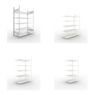 Set Büroregal S3 COMPACT, 1850x1250x600 mm doppelseitig mit 5 Böden + Büro-Anbauregal COMPACT doppelseitig, 1850x1000x600 mm mit 5 Böden + Büro-Anbauregal COMPACT doppelseitig, 1850x1250x600 mm mit 5 Böden + Büro-Anbauregal COMPACT doppelseitig, 1850x750x