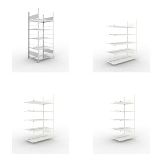 Set Büroregal S3 COMPACT, 1850x750x600 mm doppelseitig mit 5 Böden + Büro-Anbauregal COMPACT doppelseitig, 1850x1000x600 mm mit 5 Böden + Büro-Anbauregal COMPACT doppelseitig, 1850x1250x600 mm mit 5 Böden + Büro-Anbauregal COMPACT doppelseitig, 1850x750x6