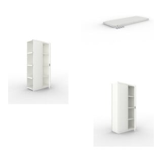 Set CLIP 150 AR Modul 2000 x 1000 x 400 RAL 7035 kpl. mit 5 Böden + CLIP 150 GR Modul 2000 x 1000 x 400 RAL 7035 kpl. mit 5 Böden + CLIP 150 Zusatzboden 1000x400 mm in RAL 7035 mit 4 Fachbodenträger