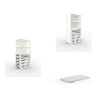 Set CLIP 150 AR Modul 2000 x 1000 x 500 RAL 7035 kpl. mit 2 Böden + CLIP 150 Zusatzboden 1000x500 mm in RAL 7035 mit 4 Fachbodenträger + CLIP 150 GR Modul 2000 x 1000 x 500 RAL 7035 kpl. mit 3 Böden