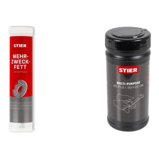 Set STIER Mehrzweckfett Universal 400g + Industrielle Mehrzweck-Reinigungstücher, 80 Stück