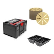 Set STIER Systainer³ III Black Edition + Systainer-Tiefzieheinsatz für Schleifmittel Ø 150 mm + Schleifscheiben Universal D150 / P80 / 50 Stk. / 16-Loch