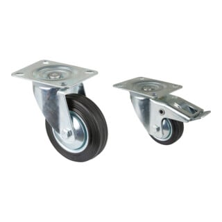 Set BS-Rollen Vertriebs GmbH Transportrolle L400.B55.081 Lenkrolle, Raddurchmesser 80 mm, + BS Rollen Transportrolle L420.B55.081 Lenkrolle mit Totalfeststeller, Raddurchmesser 80 mm,