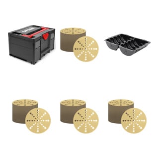 Set STIER Systainer III Black Edition + Systainer-Tiefzieheinsatz + Schleifscheiben Universal D150 / P120/ 16-Loch + Schleifscheiben Universal D150 / P80 / 50 Stk. / 16-Loch + Schleifscheiben Universal D150 / P100/ 16-Loch + Schleifscheiben Universal D15